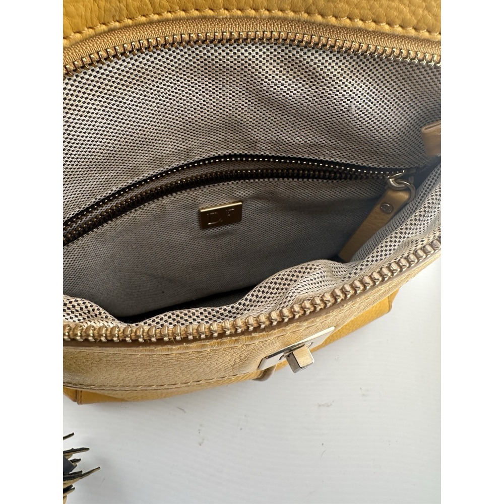 Diane Von Furstenberg DVF Yellow Leather Crossbody Purse Tassel Travel Colorful - Picture 8 of 9